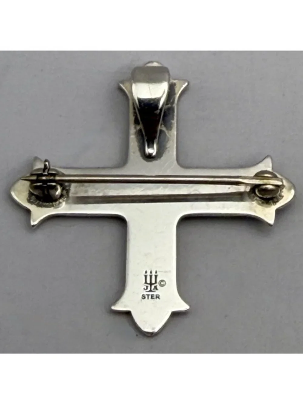 James Avery Cross Brooch Pendant Convertible Sterling Silver Latin Motto Etched